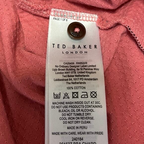 Ted Baker Men's Orange Collared Short Sleeve Pocket Casual Polo Shirt Top Size 3 - Picture 4 of 4